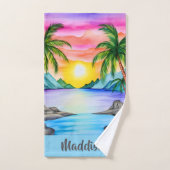 Island Tropical Beach Sunset Name Sports Handtuch (Handtuch)