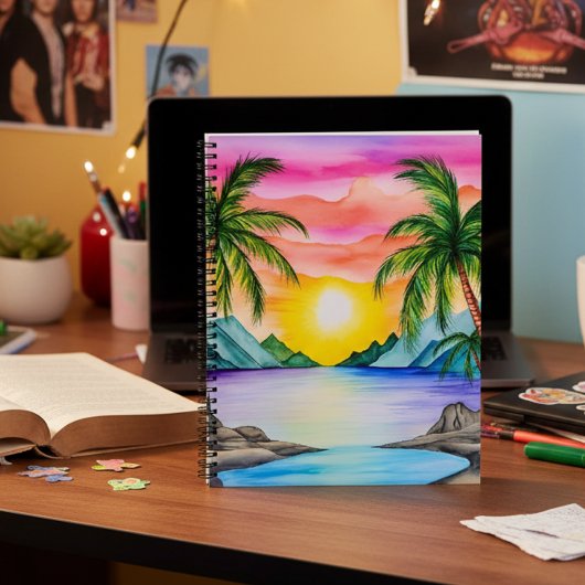 Island Tropical Beach Sunset Notizblock