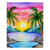 Island Tropical Beach Sunset Poster (Vorderseite)