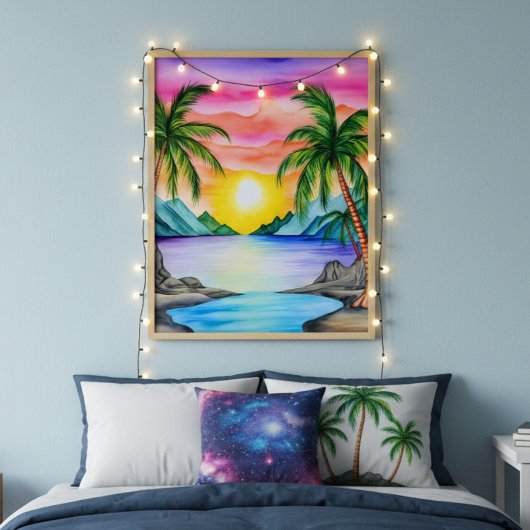 Island Tropical Beach Sunset Poster