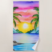 Island Tropical Beach Sunset Strandtuch (Vorderseite)
