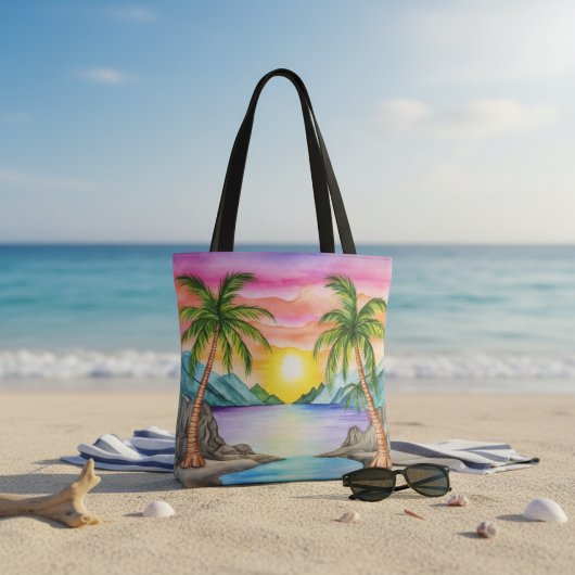 Island Tropical Beach Sunset Tasche