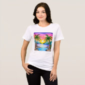 Island Tropical Beach Sunset Tri-Blend Shirt (Vorderseite voll)
