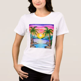 Island Tropical Beach Sunset Tri-Blend Shirt