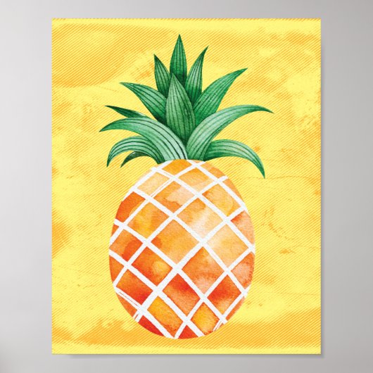 Island Tropical Pineapple Sunny Yellow Poster (Vorne)