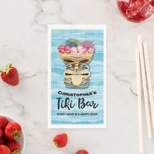 Island Tropical Tiki Bar Mit Monogramm Serviette (Beispiel)