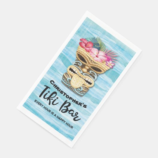 Island Tropical Tiki Bar Mit Monogramm Serviette (Ecke)