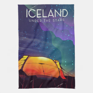 Island 'unter den Sternen' Vintage-Reiseposter Geschirrtuch