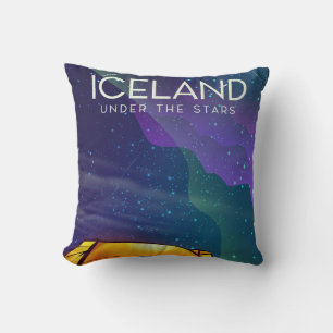 Island 'unter den Sternen' Vintage-Reiseposter Kissen