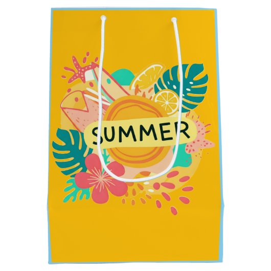 "Island Vibes: Design des Summer T - Shirt Mittlere Geschenktüte (Rückseite)