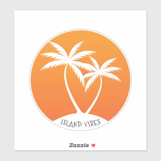 Island Vibes Swating Palms and Sun Logo Aufkleber (Blatt)