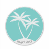 Island Vibes Swating Palms Aqua Logo Aufkleber (Vorderseite)