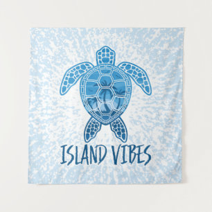 Island Vibes Tropical Sunset Sea Turtle Design Wandteppich