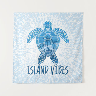 Island Vibes Tropical Sunset Sea Turtle Design Wandteppich