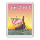 Island Viking Travel Poster Aufkleber (Vorderseite)
