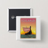 Island Viking Travel Poster Button (Vorne & Hinten)