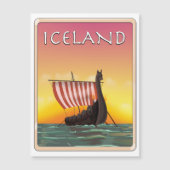 Island Viking Travel Poster Magnetkarte (Vorderseite)