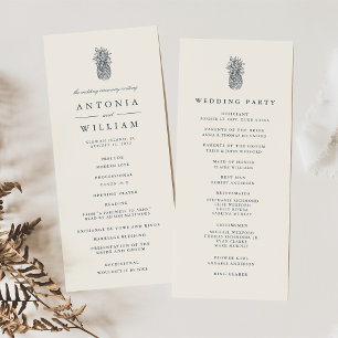 Island Vintage Ananas Hochzeit Programm