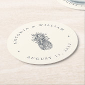 Island Vintage Ananas-Hochzeit Runder Pappuntersetzer (Angewinkelt)