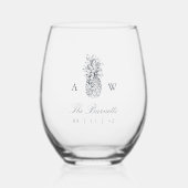 Island Vintage Ananas-Hochzeit Weinglas Ohne Stiel (Vorderseite)