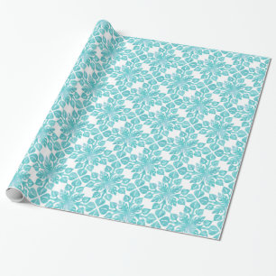 Island Vintage Aqua Hawaiian Tropical Leaves Geschenkpapier