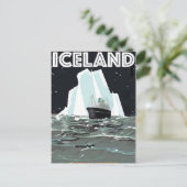 Island Vintage Poster Postkarte (Stehend Vorderseite)