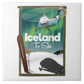 Island Vintage-Skiposter Fliese (Vorderseite)