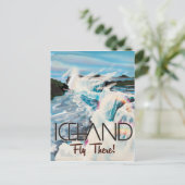 Island Vintage Travel Poster Postkarte (Stehend Vorderseite)