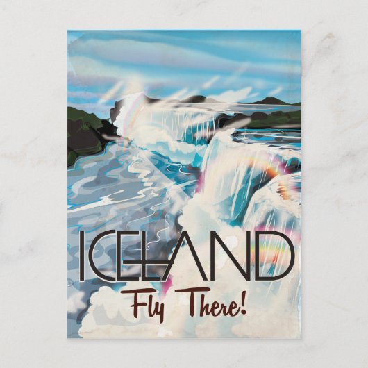 Island Vintage Travel Poster Postkarte (Vorderseite)