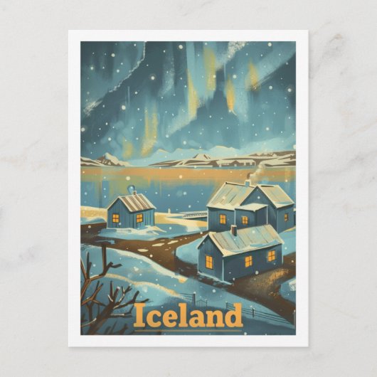 Island Vintager beliebter Reiseort Postkarte (Vorderseite)