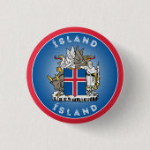 Island Wappen Kreisform Button (Vorderseite)