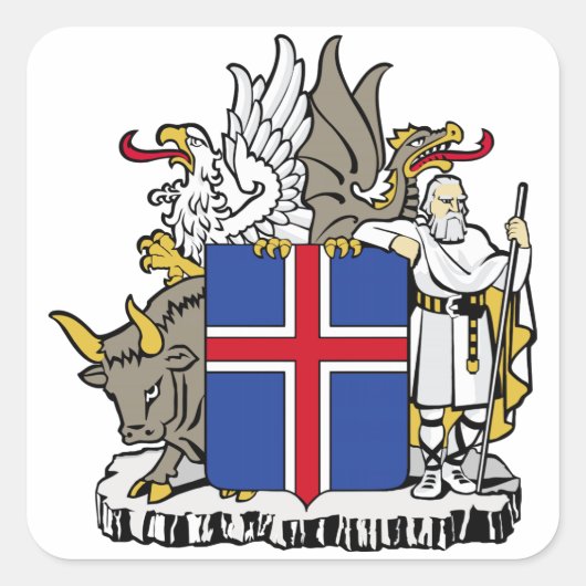 Island-Wappenschild Quadratischer Aufkleber (Vorderseite)