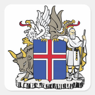 Island-Wappenschild Quadratischer Aufkleber
