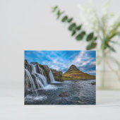 Island Wasserfall Postkarte (Stehend Vorderseite)