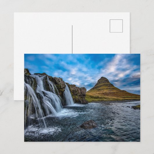 Island Wasserfall Postkarte (Vorne/Hinten)