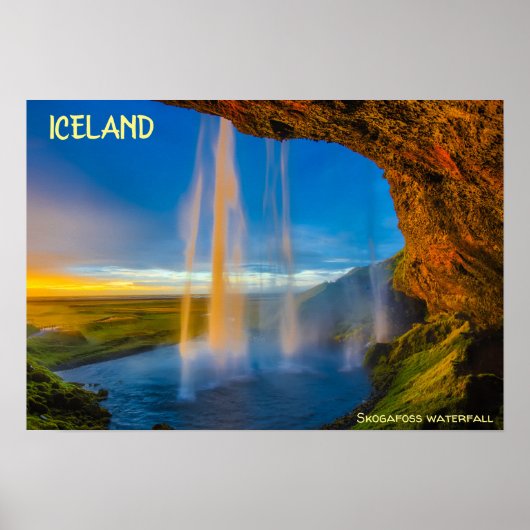 Island - Wasserfall Skogafoss Poster (Vorne)