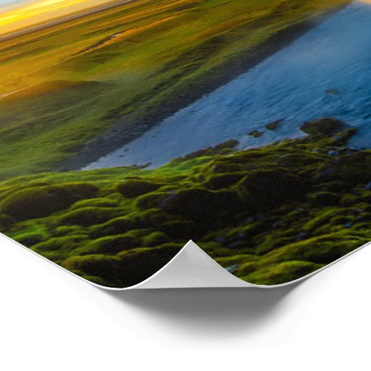 Island - Wasserfall Skogafoss Poster (Ecke)