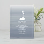 Island Wedding Chambray Watercolor Folieneinladung (Stehend vorne)