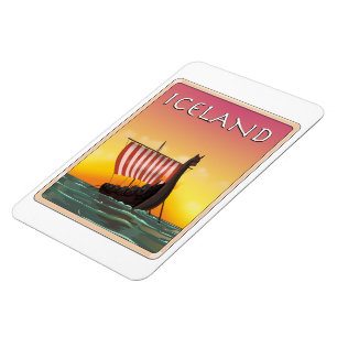 Island Wikinger Reiseplakat Magnet