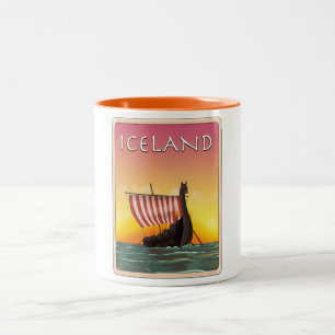 Island Wikinger Reiseplakat Zweifarbige Tasse