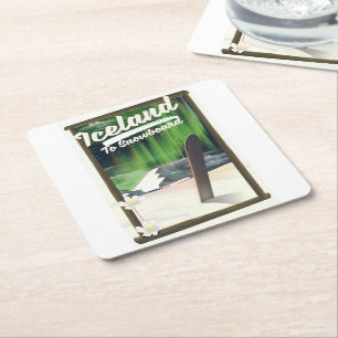 Island zum Snowboard Rechteckiger Pappuntersetzer