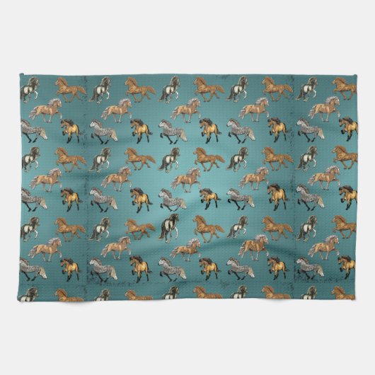 Isländer im Gangart-Blau Geschirrtuch (Horizontal)