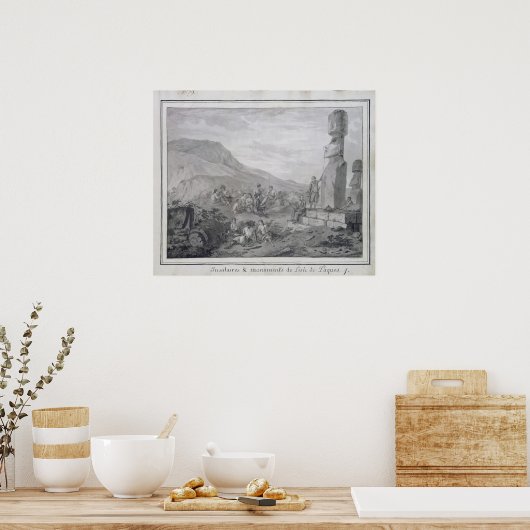Islander & Monumente der Osterinsel, 1786 Poster (Küche)