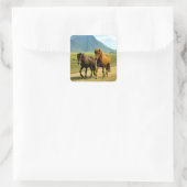 Isländer Pferde Quadratischer Aufkleber (Tasche)