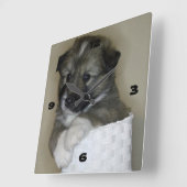 Islandhundwelpe Quadratische Wanduhr (Winkel)