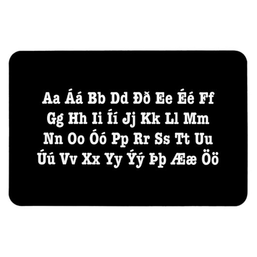 Isländisch Alphabet [Íslenska Stafrófið] Magnet (Horizontal)
