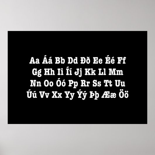 Isländisch Alphabet [Íslenska Stafrófið] Poster (Vorne)