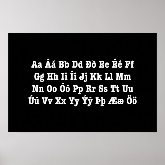 Isländisch Alphabet [Íslenska Stafrófið] Poster (Vorne)