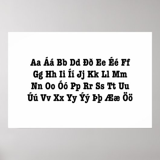 Isländisch Alphabet [Íslenska Stafrófið] Poster (Vorne)