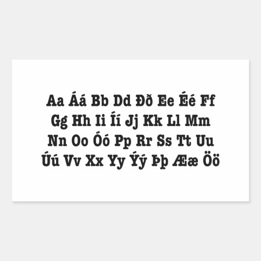 Isländisch Alphabet [Íslenska Stafrófið] Rechteckiger Aufkleber (Vorderseite)